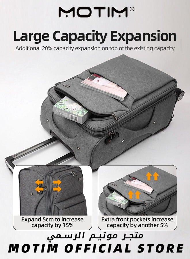 Motim Oxford Cloth Travel Luggage Softside Expandable Lightweight Durable Suitcase with Double Layer Waterproof Fabric & Spinner Wheels & TSA Lock & Durable Zipper in Business Degisn  - Image 3
