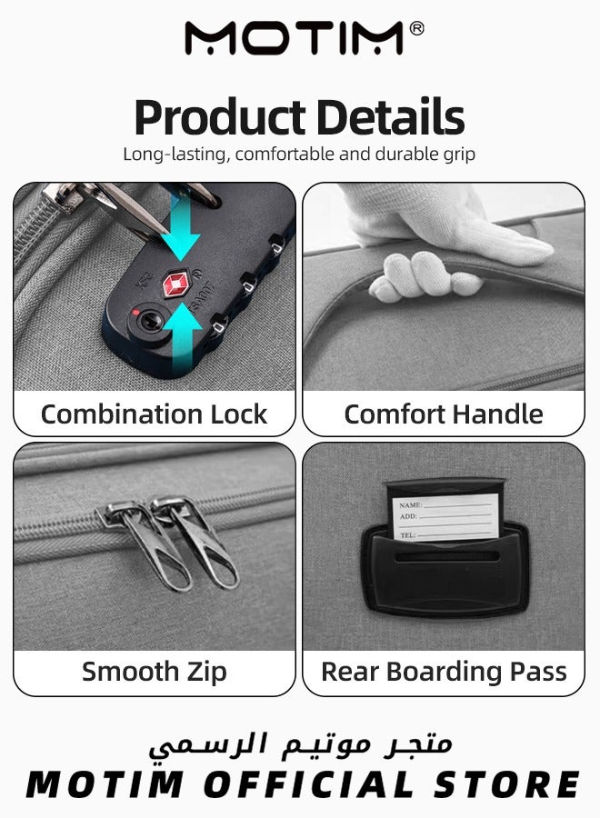 Motim Oxford Cloth Travel Luggage Softside Expandable Lightweight Durable Suitcase with Double Layer Waterproof Fabric & Spinner Wheels & TSA Lock & Durable Zipper in Business Degisn  - Image 4