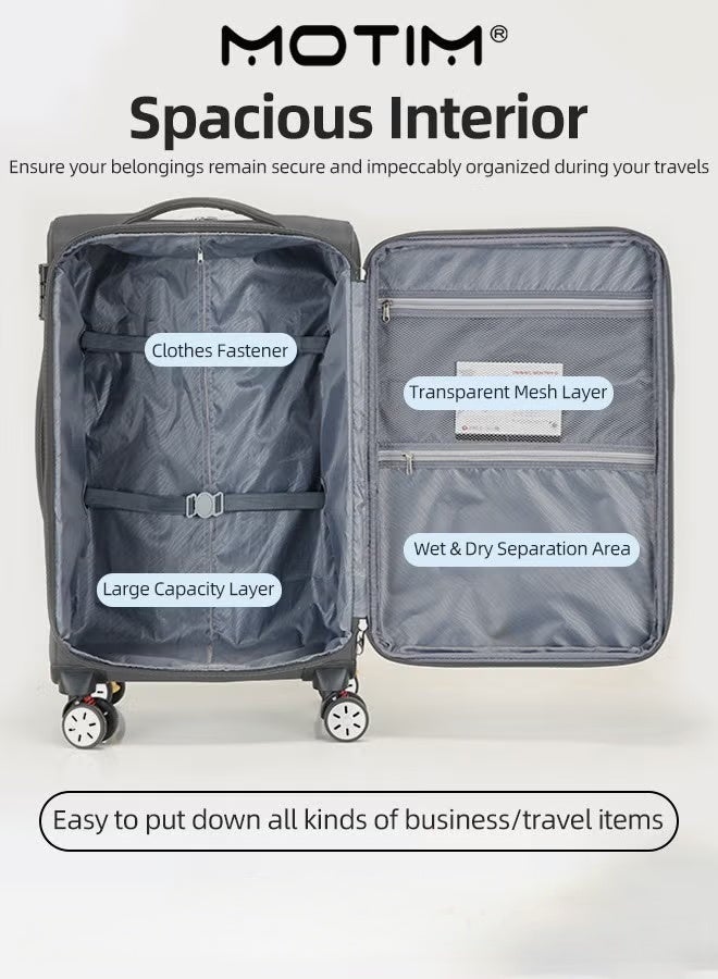 Motim Expandable Oxford Cloth Travel Luggage Softside Lightweight Durable Suitcase with Large Capacity & Double Layer Water-Resistant & Scratch-Proof Fabric & Spinner Wheels & TSA Lock & Durable Zipper in Business Design - Image 2