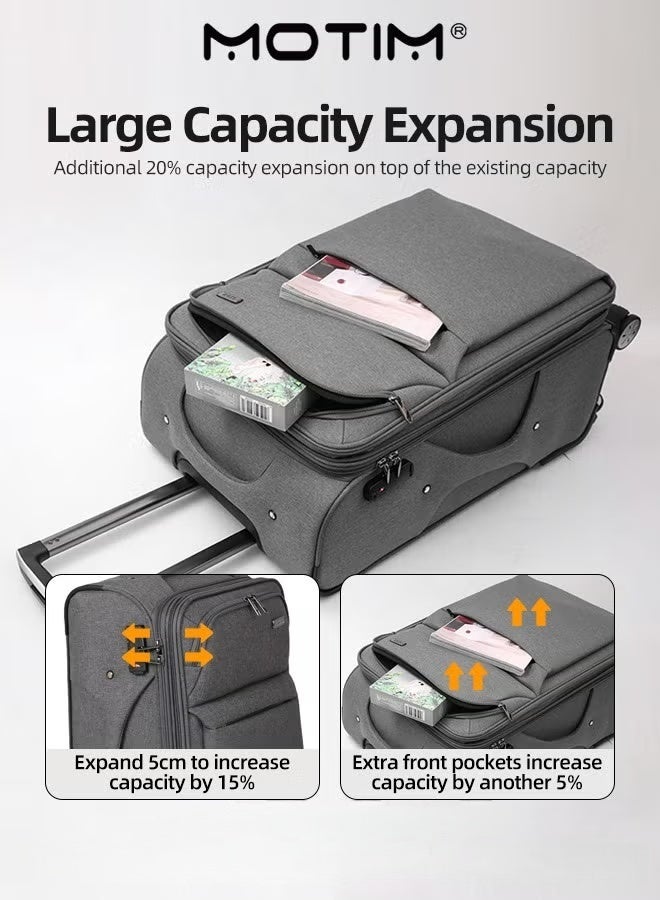 Motim Expandable Oxford Cloth Travel Luggage Softside Lightweight Durable Suitcase with Large Capacity & Double Layer Water-Resistant & Scratch-Proof Fabric & Spinner Wheels & TSA Lock & Durable Zipper in Business Design - Image 3