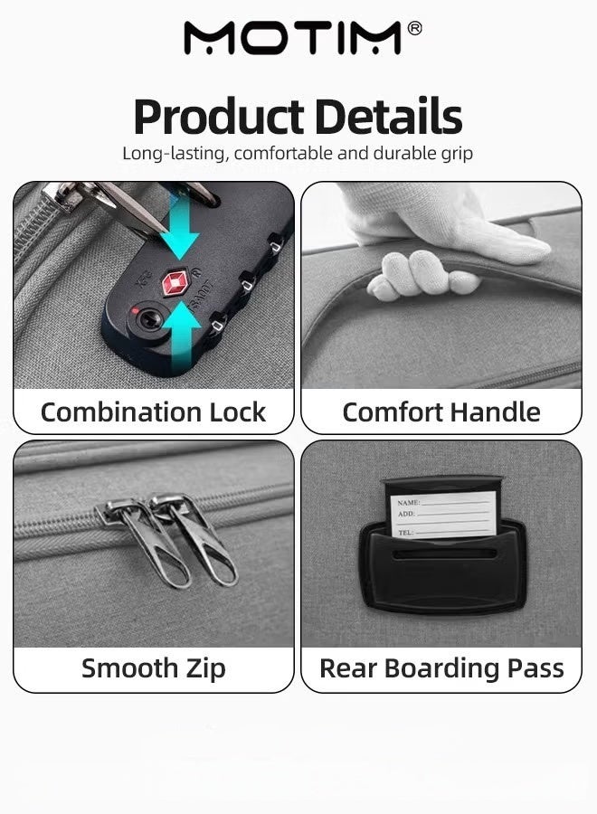 Motim Expandable Oxford Cloth Travel Luggage Softside Lightweight Durable Suitcase with Large Capacity & Double Layer Water-Resistant & Scratch-Proof Fabric & Spinner Wheels & TSA Lock & Durable Zipper in Business Design - Image 4