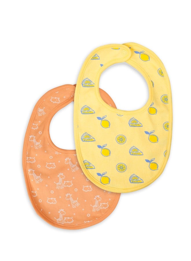 Kidbea Organic Cotton Baby Bib, Adjustable Snap Closure Soft Absorbent Feeding Bibs Apron for Newborns & Infants Child With Cute Prints | Reusable Baby Essential (Pack of 2) - Image 1