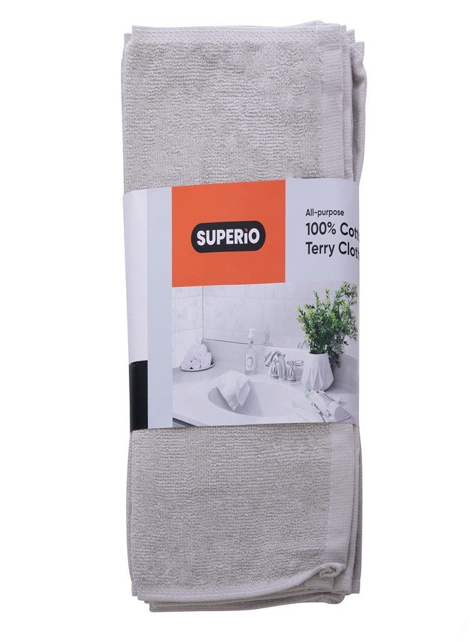 Superio Cotton Terry Washcloths Grey Towels 100% Cotton Cleaning Cloth 16" Rags Wash Clothes for Body and Face, Spa Towels, Multi Purpose (6, 16"x16") - Image 3