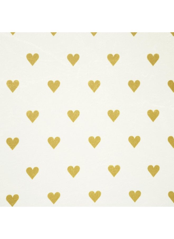 Lush Decor - Lush Decor Baby Boho Metallic Hearts Allover Hearts Soft & Plush Changing Pad Cover, 32" x 16" x 5", White & Gold - Image 1