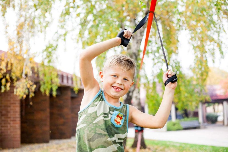 ZenMonkey Slacklines ZenMonkey Slackline Kit with Overhead Training Line, Arm Trainer, Tree Protectors, Cloth Carry Bag and Instructions, 60 Foot - Easy Setup for The Family, Kids and Adults - Image 3