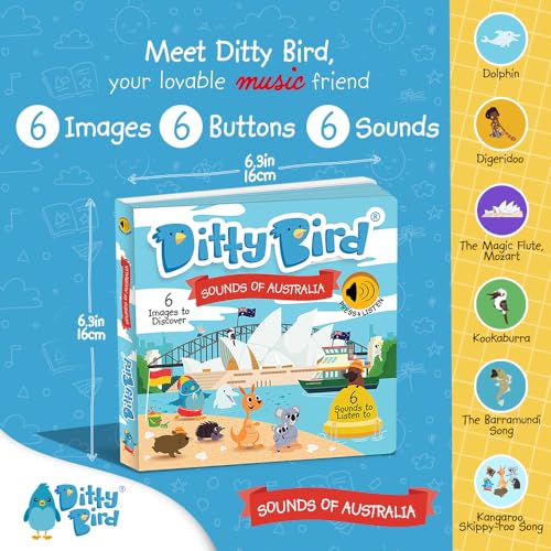 Ditty Bird Musical Toddler Books | Fun Sensory Songs of Australia | Sing Along Books for Toddlers 1-3 | Interactive Talking Book | Sturdy Baby Sound Books | Australian Nursery Rhyme Toys with Koala - Image 2