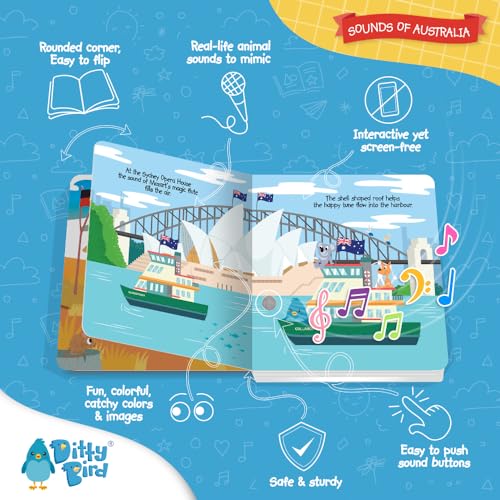 Ditty Bird Musical Toddler Books | Fun Sensory Songs of Australia | Sing Along Books for Toddlers 1-3 | Interactive Talking Book | Sturdy Baby Sound Books | Australian Nursery Rhyme Toys with Koala - Image 3