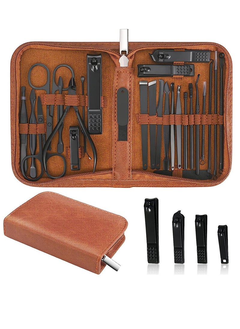 MJZ 26 Piece Manicure Set Professional Nail Clipper Kit Stainless Steel Manicure and Pedicure Kit, Scissors Grooming Kit Nail Care Tools with Luxurious Travel Case  - Image 1