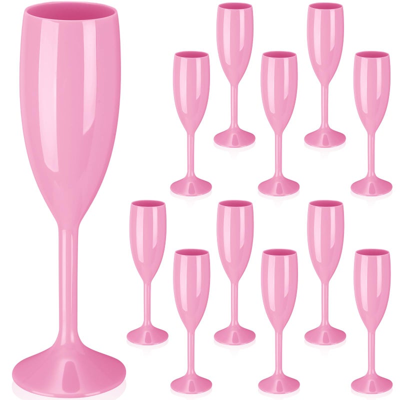 كؤوس الشمبانيا ماكس تشيك بالجملة أكريليك لتناول المشروبات كؤوس الشمبانيا 6 أونصات كؤوس نبيذ بلاستيكية لحفلات الزفاف وحفلات العزوبية وحفلات الزفاف والذكرى السنوية وحفلات عيد الميلاد 12 قطعة باللون الوردي