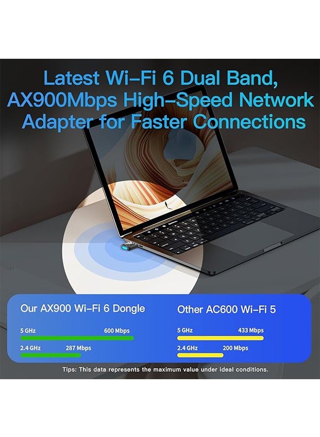 HAVEN USB WiFi Bluetooth Adapter,2-in-1 USB AX900Mbps WiFi 6 Bluetooth Adapter for PC, Latest Bluetooth 5.4 Wi-Fi 2.4G/5GHz Dual Band Wireless Network Dongle for Windows 11 10 Laptop Desktop, Plug n Play w/Built-in Driver - Image 3