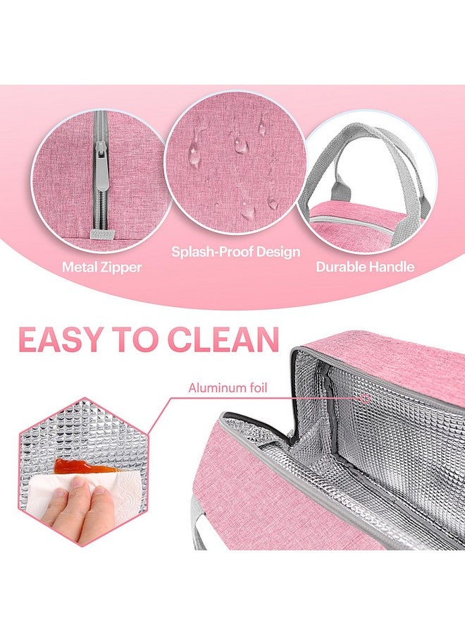 Easyfun Lunch Bag for Women & Men Adult Insulated Lunch Box, Small Leakproof Cooler Food Lunch Containers Reusable High Capacity Lunch Tote Bags for Work, Travel, Outdoor (Pink) - Image 4