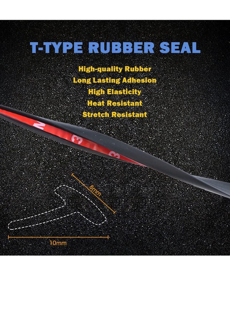 Generic - Auto Rubber Weather Draft Seal Strip, 5M/16.5Ft Universal Self Adhesive Car Windshield Edge Moulding Sealing Strip Soundproof T-Type Rubber Edge Protector Trim, Black, 8x10mm - Image 1