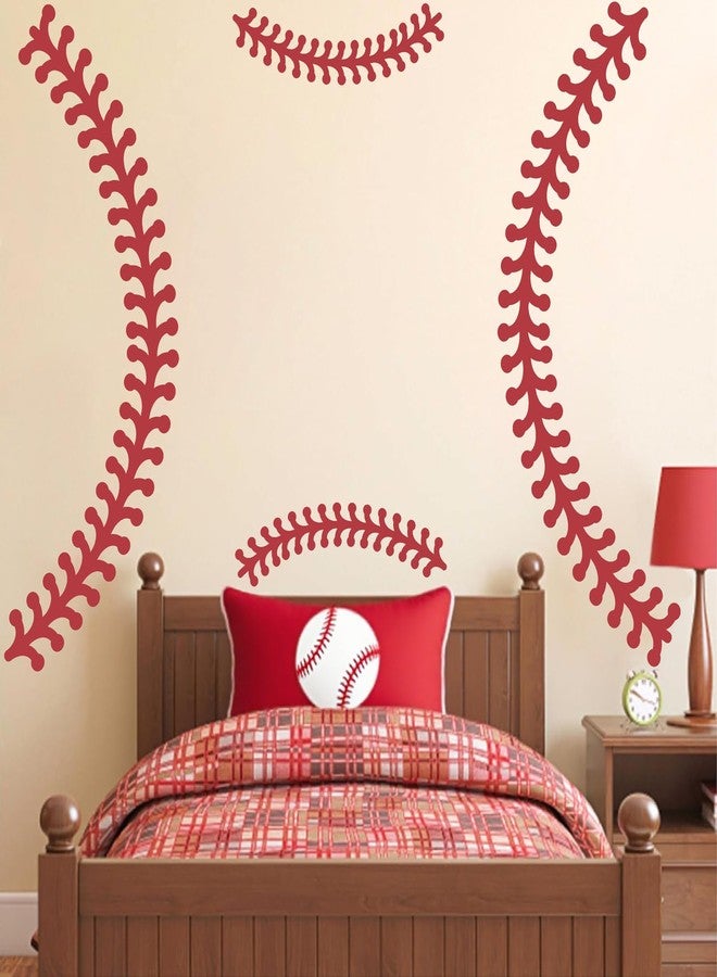 THEYGE Large Baseball Wall Decal Vinyl Baseball Stitches Decals for Ceiling Baseball Stitch Wall Stickers Peel and Stick Big Ball Sport Wall Decals for Boys Room Teens Kids Bedroom Playroom Decor - Image 2