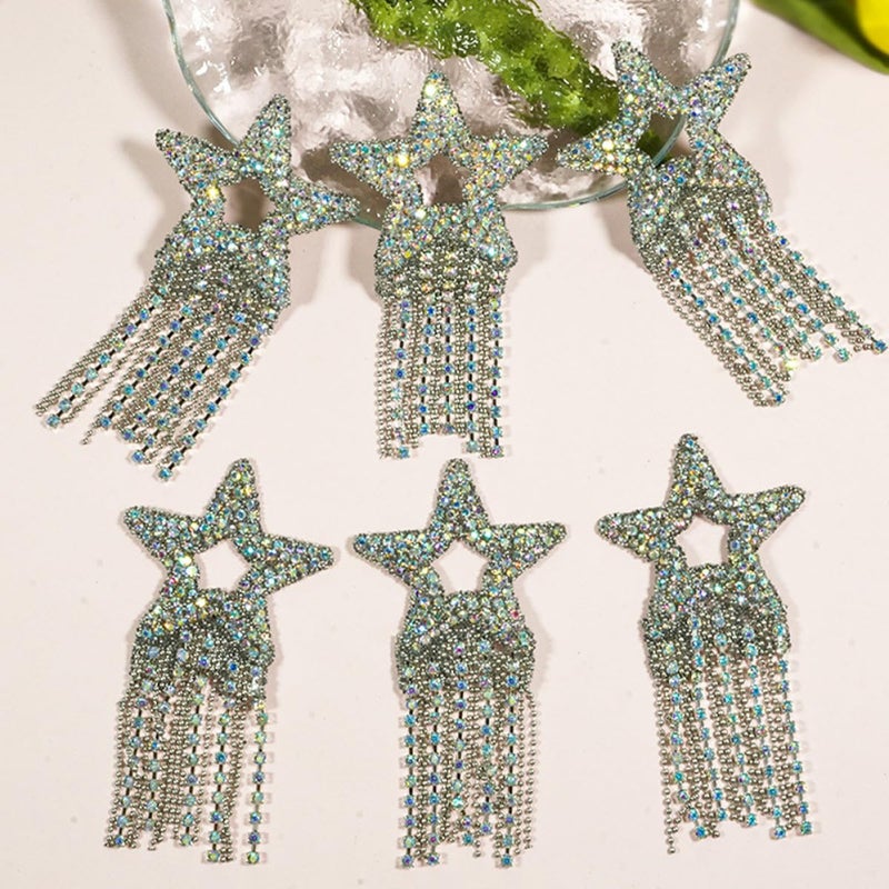 2pcs Silver Star Rhinestone Iron On Patches For Clothing Bags DIY Craft - Image 5