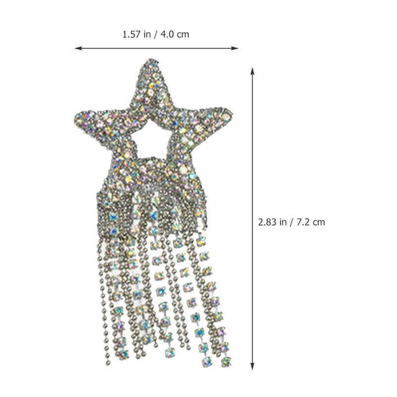 2pcs Silver Star Rhinestone Iron On Patches For Clothing Bags DIY Craft - Image 3