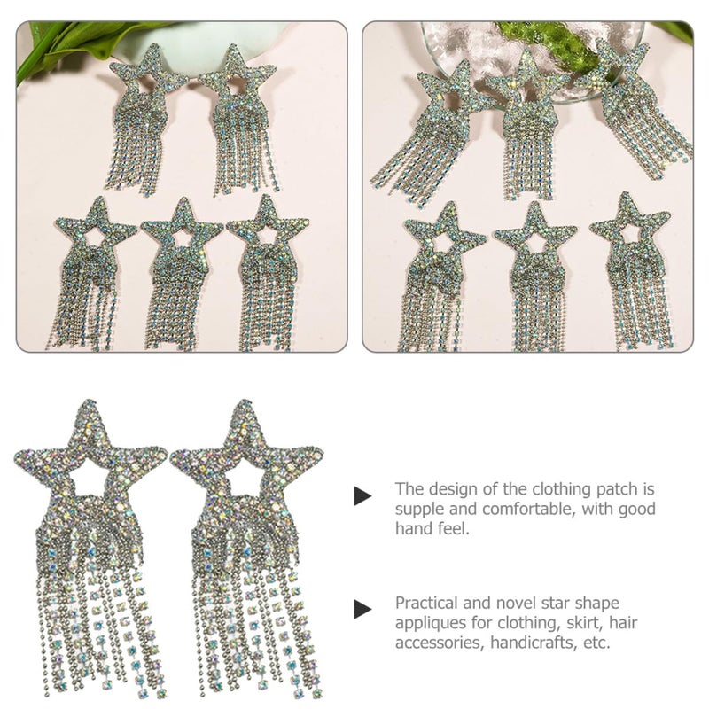 2pcs Silver Star Rhinestone Iron On Patches For Clothing Bags DIY Craft - Image 4
