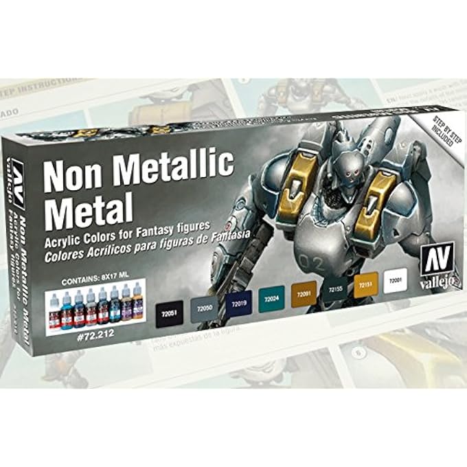 Vallejo طقم طلاء الألوان للعبة (طقم من 8)، أسود/أزرق/بني/رمادي/تركواز/أبيض، 17 مل (عبوة من 8) - Image 4