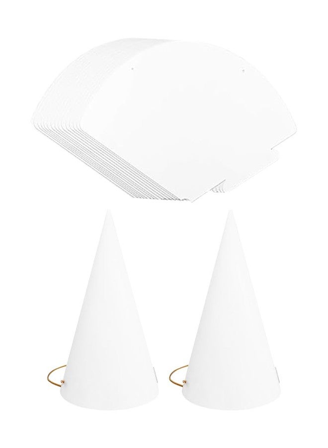 ccHuDE 20 Pcs Party Paper Cones Hats White Birthday Cone Hat Blank DIY Party Hats Craft Party Favor Hat with Elastic Rope for Kids Adults Painting - Image 2