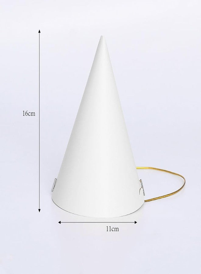 ccHuDE 20 Pcs Party Paper Cones Hats White Birthday Cone Hat Blank DIY Party Hats Craft Party Favor Hat with Elastic Rope for Kids Adults Painting - Image 3