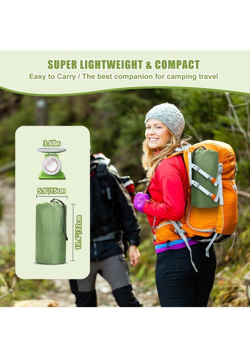 Captaintech Double Sleeping Pad for Camping, 78''X49''X3.9'' Large Self Inflating Camping Sleeping Pad with Pillow Built-in Pump Portable 2 Person Camping Pad for Hiking, Backpacking, Tent Air Mattress(Green)  - Image 4