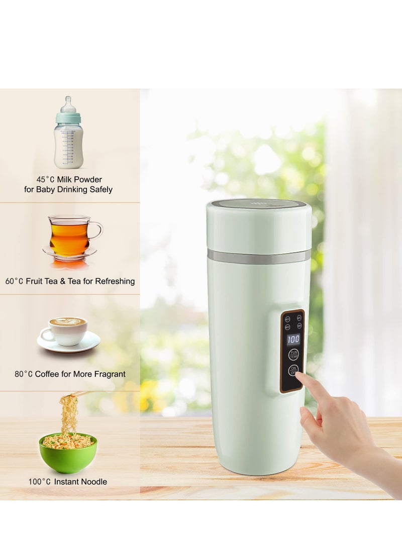 Travel Kettle 4 Preset Temperature Control Fast Water Boil Portable Electric Kettle Stainless Material Automatic Shut off Tea Pot Suitable for Milk Coffee Water and Making Tea 350ml Green - Image 2