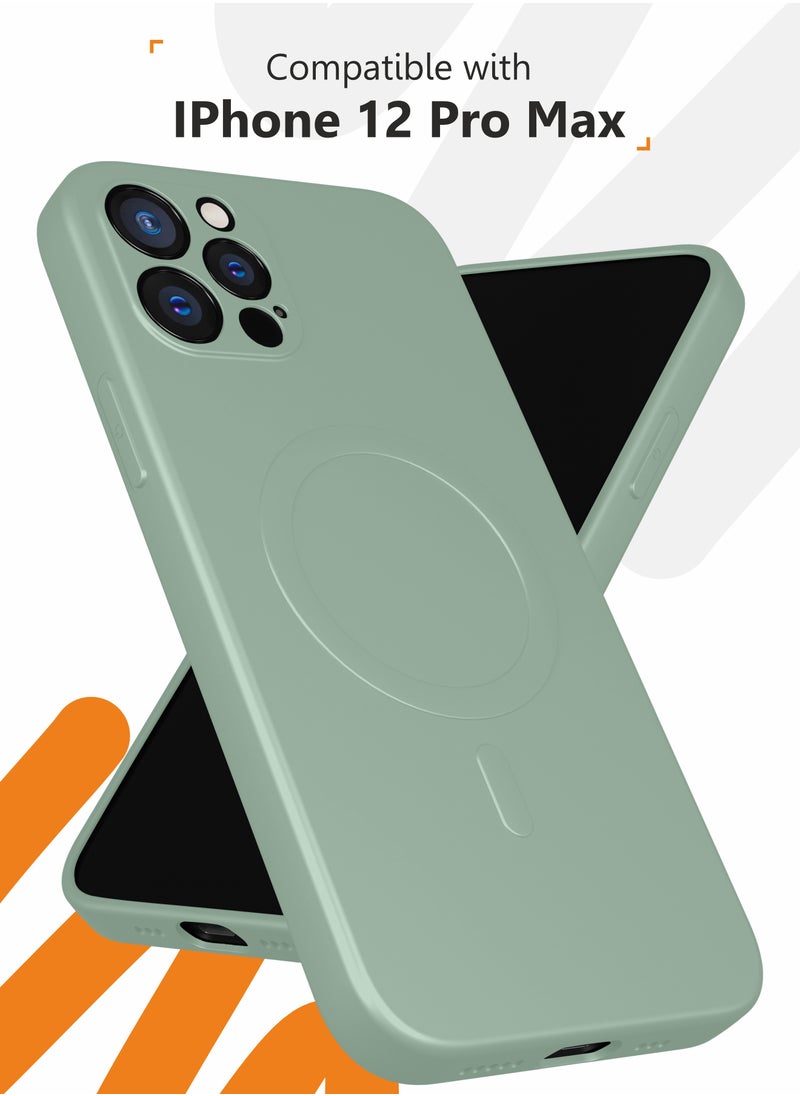 MOBILIUS - for iPhone 12 Pro Max Case, Soft Anti-Scratch Microfiber Lining, Compatible with MagSafe, Shockproof Phone Case for iPhone 12 Pro Max, Gray-green - Image 1