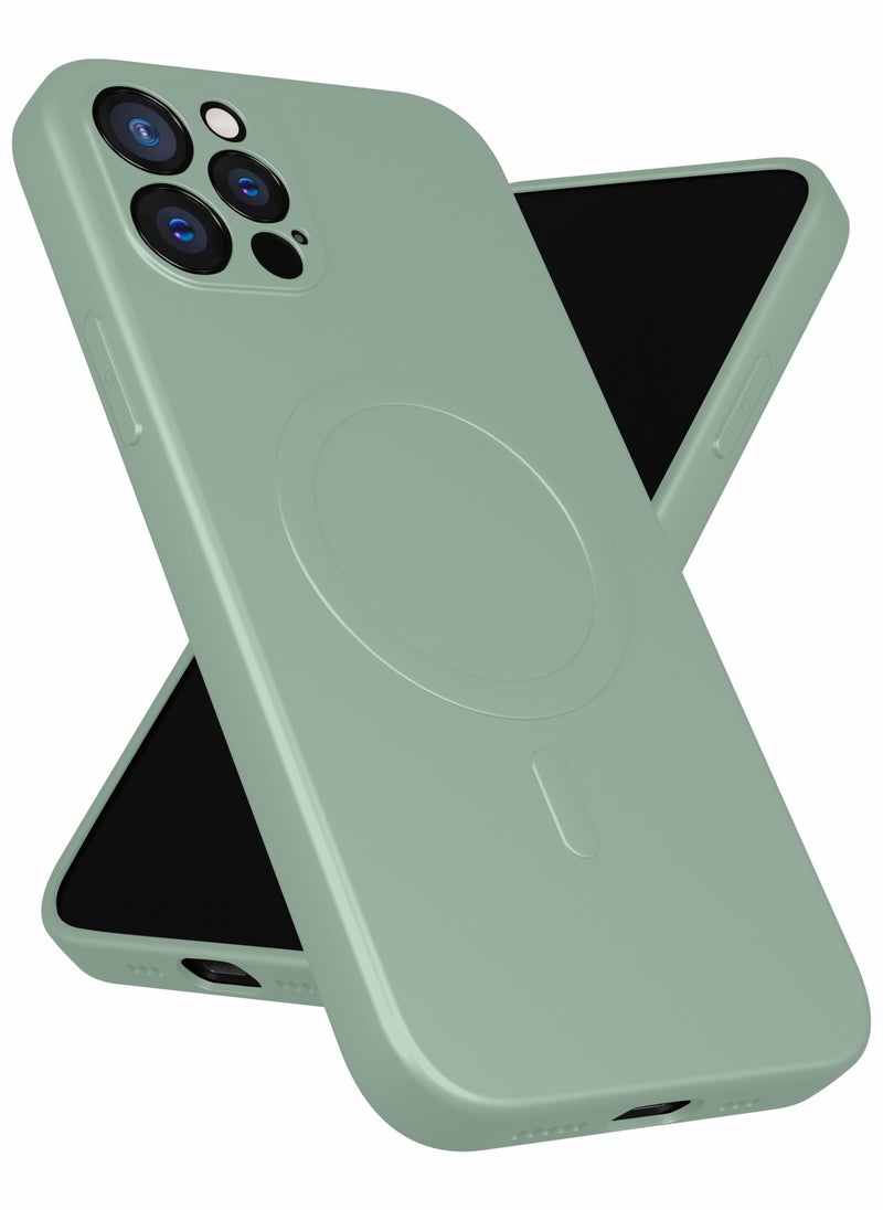 MOBILIUS - for iPhone 12 Pro Max Case, Soft Anti-Scratch Microfiber Lining, Compatible with MagSafe, Shockproof Phone Case for iPhone 12 Pro Max, Gray-green - Image 1