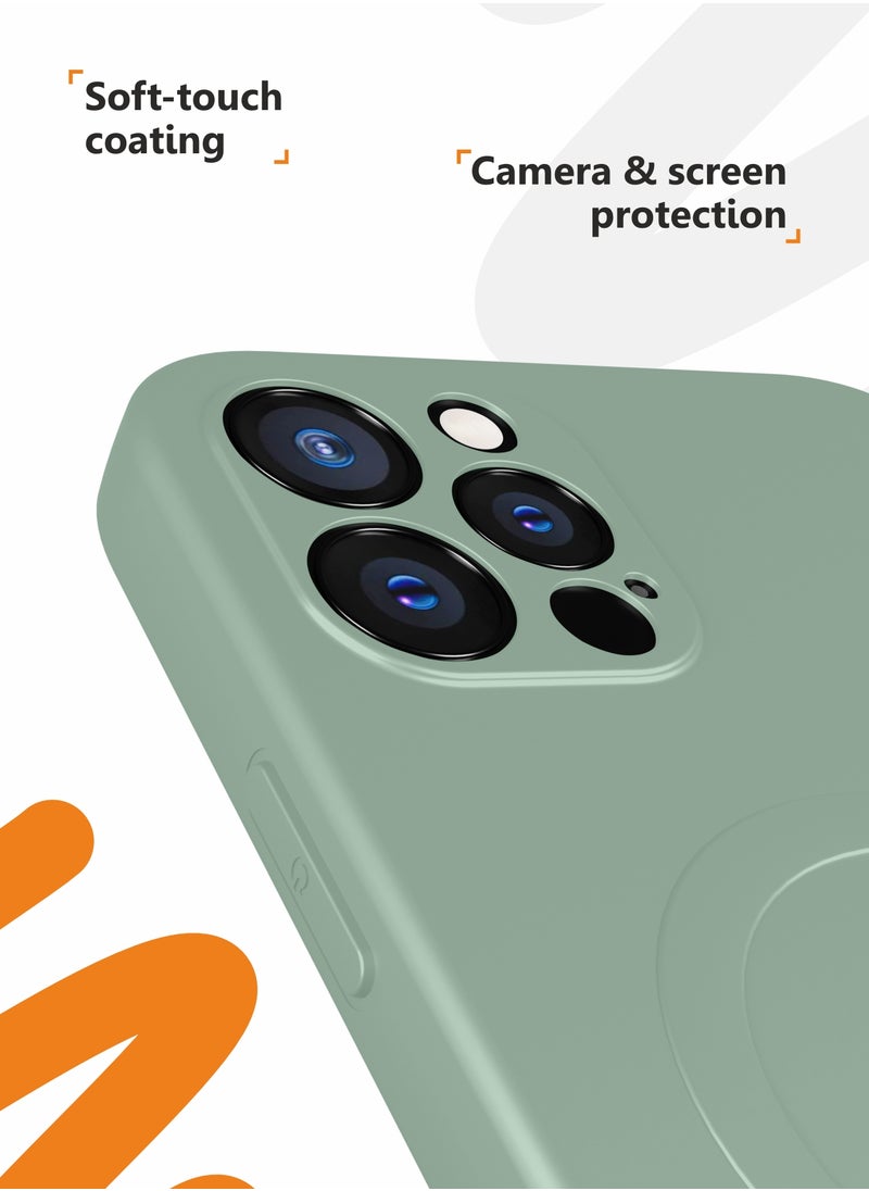 MOBILIUS - for iPhone 12 Pro Max Case, Soft Anti-Scratch Microfiber Lining, Compatible with MagSafe, Shockproof Phone Case for iPhone 12 Pro Max, Gray-green - Image 1