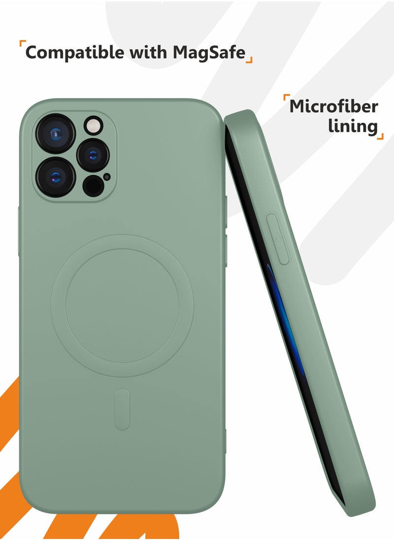 MOBILIUS - for iPhone 12 Pro Max Case, Soft Anti-Scratch Microfiber Lining, Compatible with MagSafe, Shockproof Phone Case for iPhone 12 Pro Max, Gray-green - Image 1