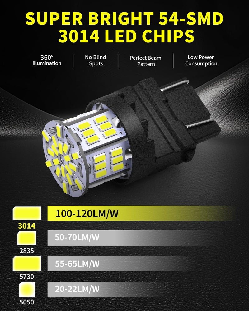 AUXLIGHT 3157 LED Bulbs 54-SMD 300% Super Bright 3056 3156 3057 3457 4057 4157 LED Light Replacement for Car Truck Backup Reverse Brake Tail Turn Signal Lights, Xenon White(Pack of 6) - Image 3