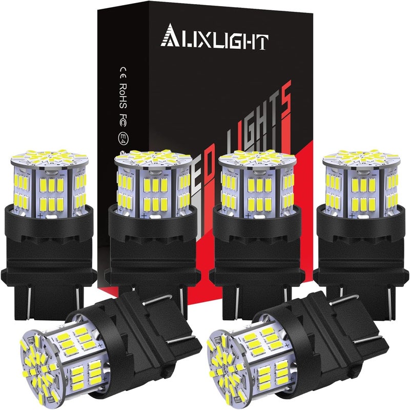AUXLIGHT 3157 LED Bulbs 54-SMD 300% Super Bright 3056 3156 3057 3457 4057 4157 LED Light Replacement for Car Truck Backup Reverse Brake Tail Turn Signal Lights, Xenon White(Pack of 6) - Image 1