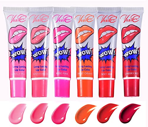 VeniCare 6 Colors VeniCare Lip Stain Lip Gloss Tattoo Magic Color Peel Off Mask Tint Long Lasting Waterproof