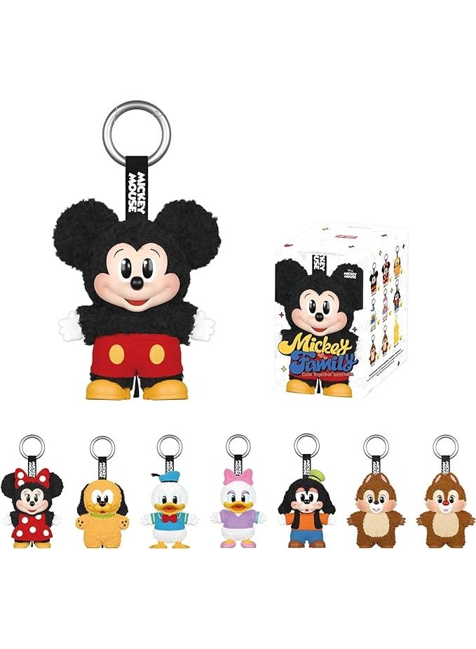 POP MART POP MART Mickey Family Cute Together Keychain Series Figures Blind Box, Mickey Blind Box Figures, Random Design Action Figures Collectible Toys Home Decorations, Single Box  - Image 1