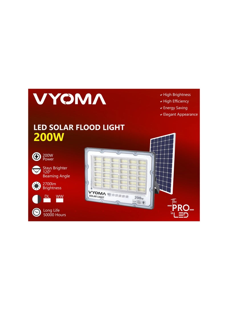 Vyoma مصابيح الشوارع الشمسية LED من فيتو مع جهاز تحكم عن بعد 6500K/3000K تعمل بالطاقة الشمسية للحدائق والأماكن الخارجية وإضاءة الشوارع - Image 1