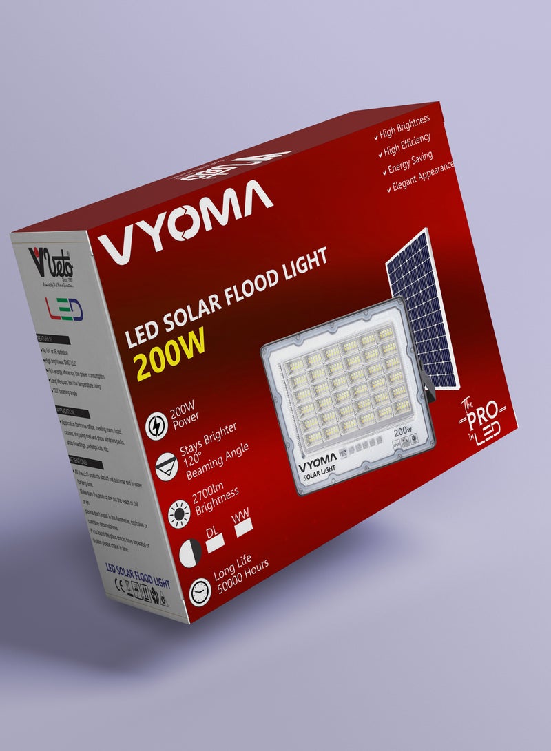 Vyoma مصابيح الشوارع الشمسية LED من فيتو مع جهاز تحكم عن بعد 6500K/3000K تعمل بالطاقة الشمسية للحدائق والأماكن الخارجية وإضاءة الشوارع - Image 2