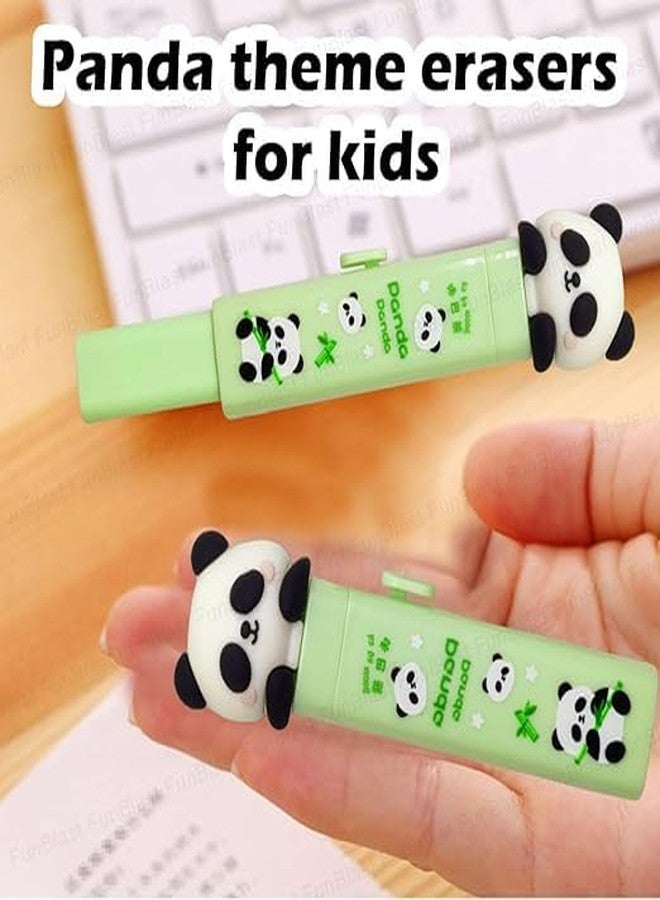 Krishope Cartoon Shaped Cute Erasers Push Pull Design Retractable Erasers Pastel Aesthetic Pencil Eraser Cute Rubber for Kids Students School Office Stationery (Panda Green) - Image 5