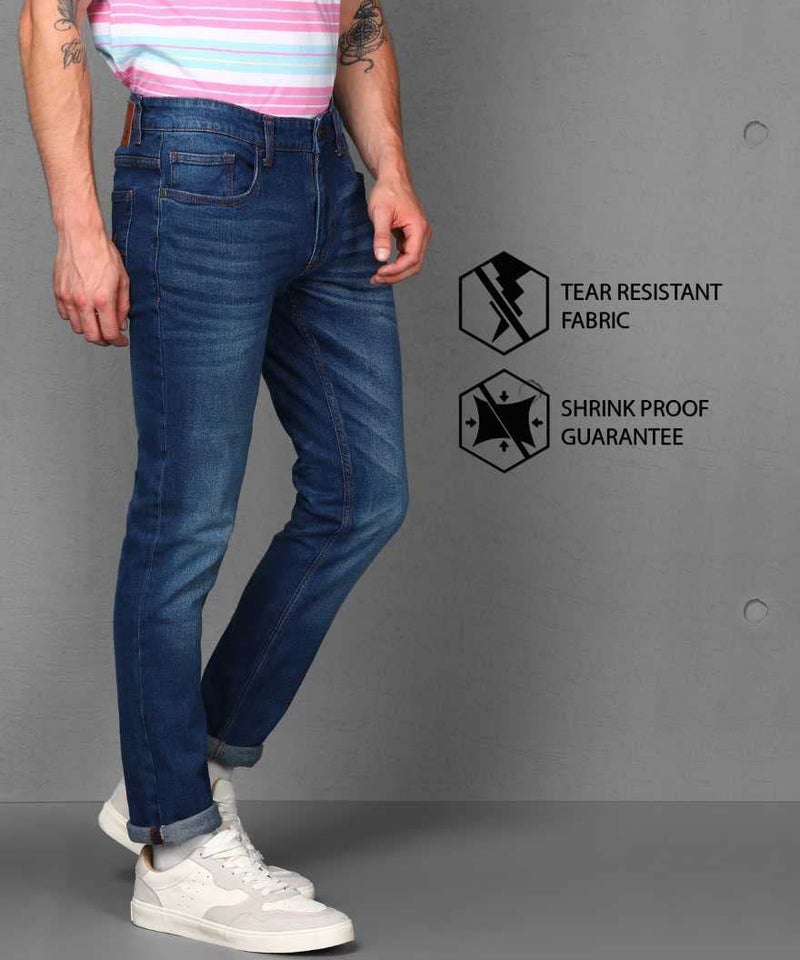 Ben Martin Men's Slim Fit Stretchable 36 Size Dark Blue Cotton Denim Mid Rise Jeans Pant for Men, JJ3-23 - Image 2