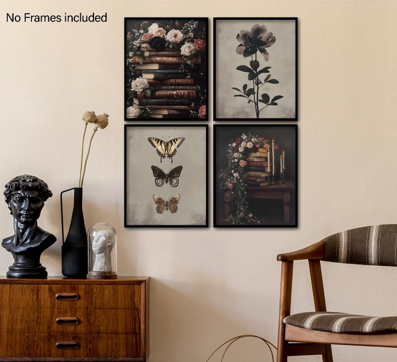KDHTY Vintage Library Cottagecore Bookish Wall Decor Dark Academia Wall Art,Moody Wall Art Bathroom Decor,Vintage Book Themed Posters for Room Bedroom Living Room Bathroom 8x10In Unframed Set of 4 - Image 5
