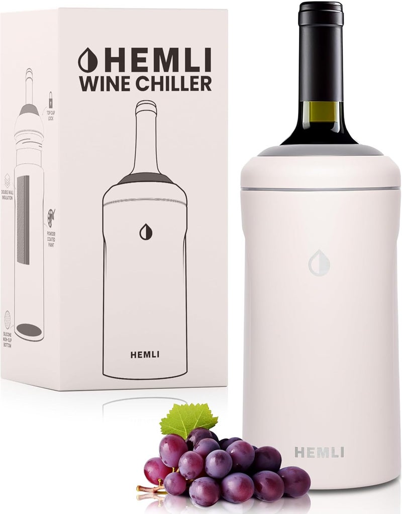 Hemli Wine Bottle Chiller Insulator Sleeve, Keeps Wine and Champagne Cold for 12 Hours, Vacuum Insulated Wine Bottle Cooler - Image 1