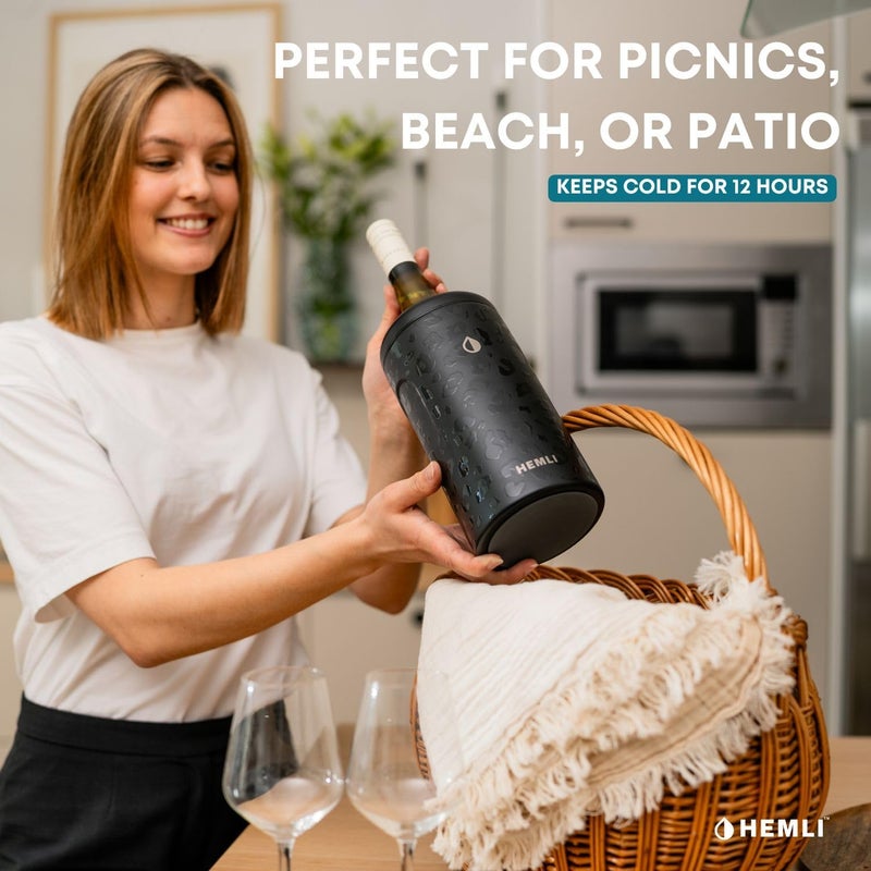 Hemli Wine Bottle Chiller Insulator Sleeve, Keeps Wine and Champagne Cold for 12 Hours, Vacuum Insulated Wine Bottle Cooler - Image 4