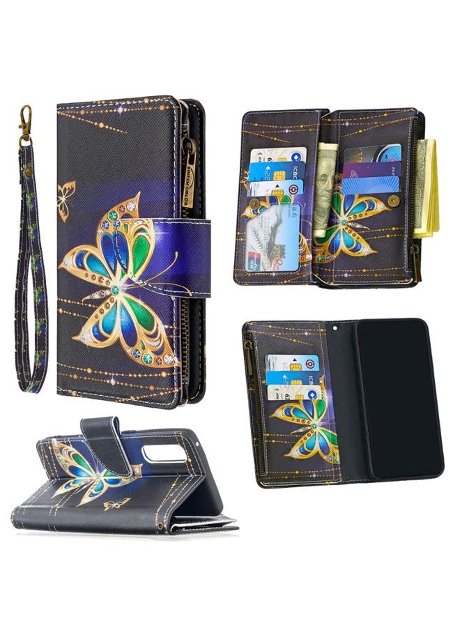 HuHa Case Cover For OPPO Find X2 Neo / OPPO Reno 3 Pro Colored Drawing Pattern Zipper Horizontal Flip Leather Case with Holder & Card Slots & Wallet Big Butterfly 