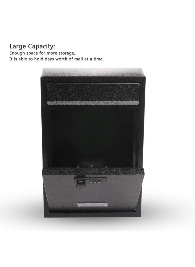 KYODOLED Locking Wall Mount Mailbox, Mail Boxes with Combination Lock for Outside, Security Drop Box with Code,12.4H x 8.54L x 3.35W Inches, Black - Image 3