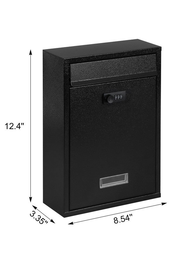 KYODOLED Locking Wall Mount Mailbox, Mail Boxes with Combination Lock for Outside, Security Drop Box with Code,12.4H x 8.54L x 3.35W Inches, Black - Image 1