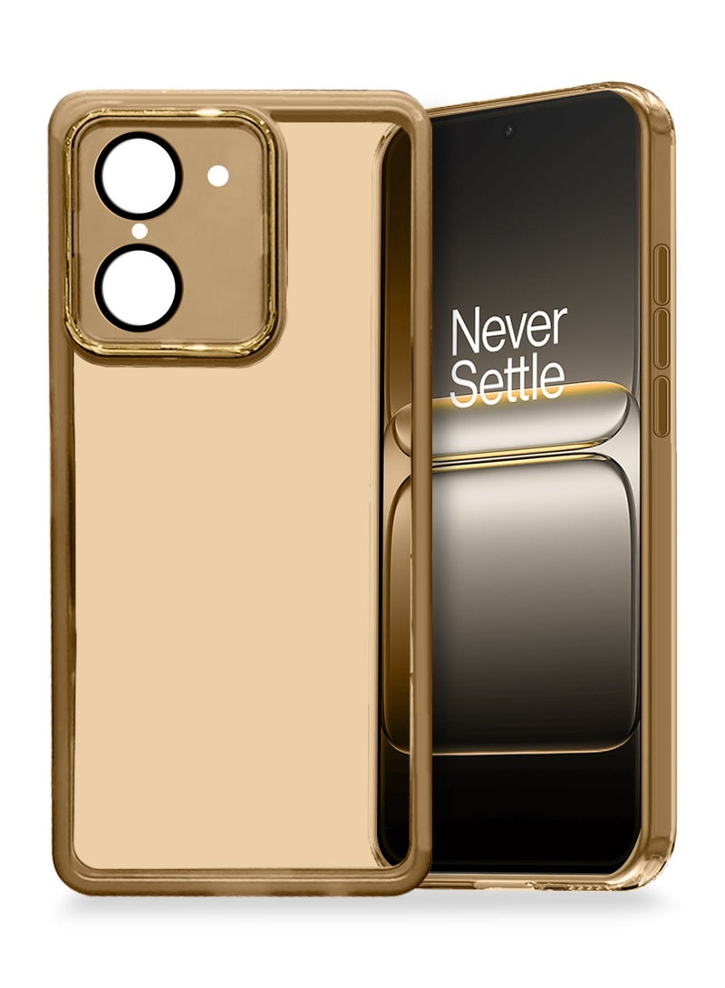 Wtech OnePlus Nord CE5 5G 2025 Soft Transparent TPU Camera Lens Protection Silicone Ultra Thin Phone Stylish Electroplated Camera Border Back Case Cover - Brown - Image 1