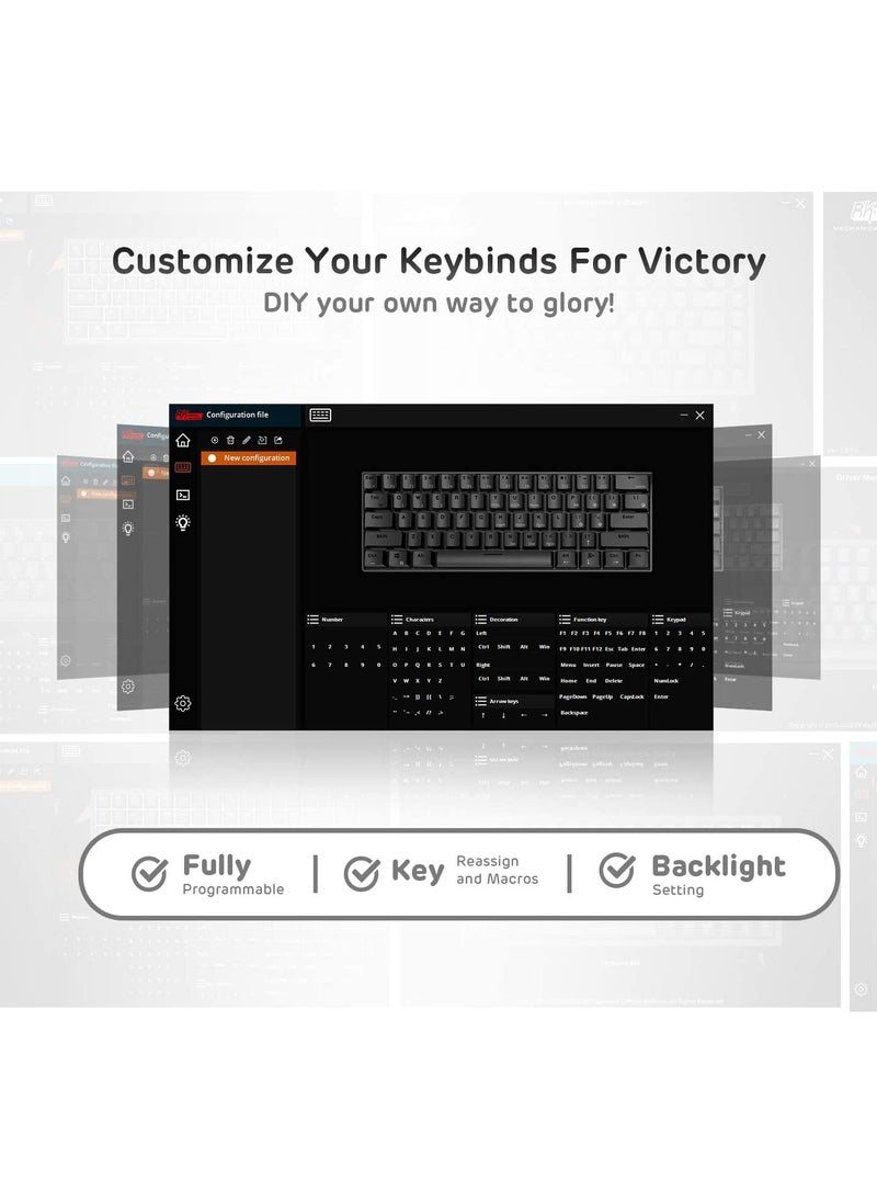 RK61 61-Key White Backlight Bluetooth/2.4G Wireless/USB Wired Three Modes Tablet Computer Mobile Office Gaming Keyboard