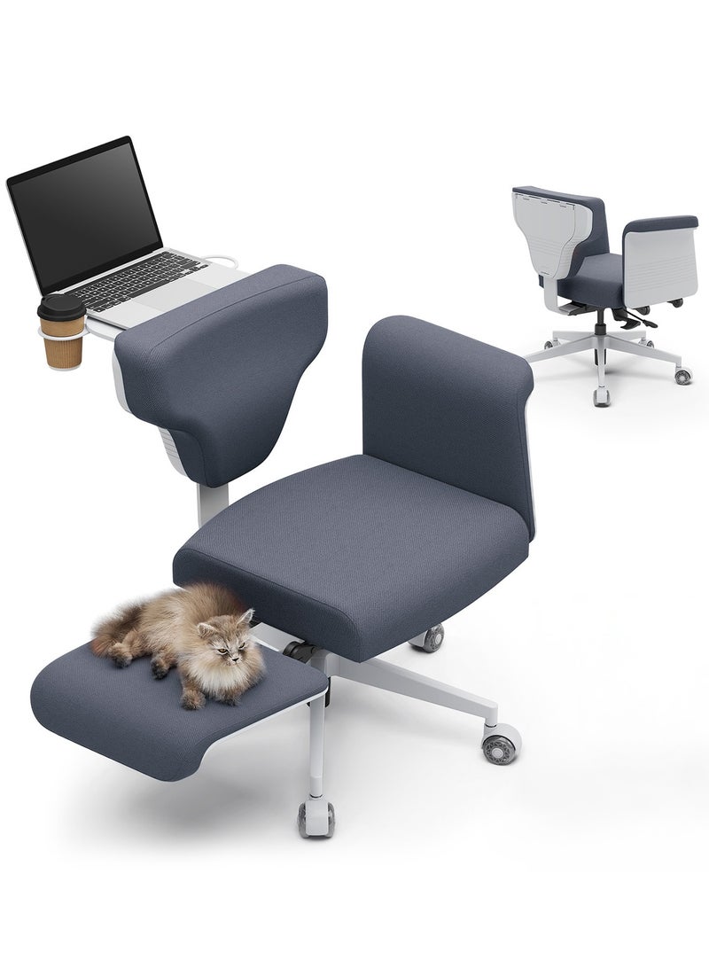 دراجو كرسي مكتب دروغو فريدوم-إكس متعدد الأوضاع، بأرجل متقاطعة، للعمل من المنزل، مع حامل كمبيوتر محمول، ومسند ظهر قابل للتعديل، ومساند ذراع مرنة، وحاملات أكواب | كرسي مكتب، وكرسي كمبيوتر، ومسند للقدمين | كرسي ألعاب، ومقعد مبطن قابل للتهوية، باللون الرمادي - Image 1