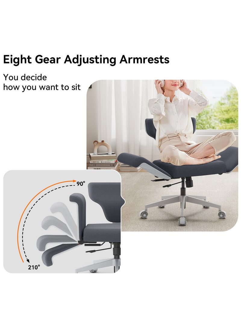 دراجو كرسي مكتب دروغو فريدوم-إكس متعدد الأوضاع، بأرجل متقاطعة، للعمل من المنزل، مع حامل كمبيوتر محمول، ومسند ظهر قابل للتعديل، ومساند ذراع مرنة، وحاملات أكواب | كرسي مكتب، وكرسي كمبيوتر، ومسند للقدمين | كرسي ألعاب، ومقعد مبطن قابل للتهوية، باللون الرمادي - Image 5