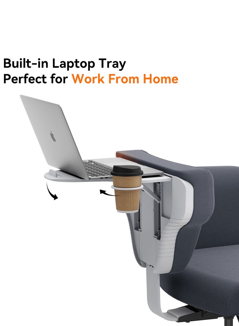 دراجو كرسي مكتب دروغو فريدوم-إكس متعدد الأوضاع، بأرجل متقاطعة، للعمل من المنزل، مع حامل كمبيوتر محمول، ومسند ظهر قابل للتعديل، ومساند ذراع مرنة، وحاملات أكواب | كرسي مكتب، وكرسي كمبيوتر، ومسند للقدمين | كرسي ألعاب، ومقعد مبطن قابل للتهوية، باللون الرمادي - Image 4