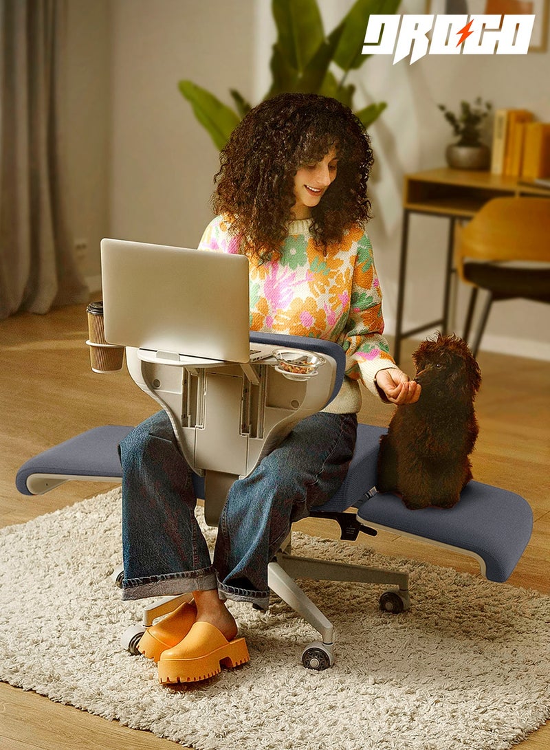 دراجو كرسي مكتب دروغو فريدوم-إكس متعدد الأوضاع، بأرجل متقاطعة، للعمل من المنزل، مع حامل كمبيوتر محمول، ومسند ظهر قابل للتعديل، ومساند ذراع مرنة، وحاملات أكواب | كرسي مكتب، وكرسي كمبيوتر، ومسند للقدمين | كرسي ألعاب، ومقعد مبطن قابل للتهوية، باللون الرمادي - Image 2