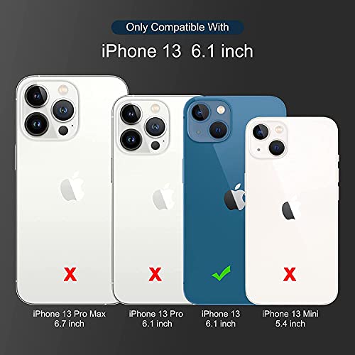 ULAK Compatible with iPhone 13 Wallet Case for Women, Premium PU Leather Flip Cover with Card Holder and Kickstand Feature Protective Phone Case Designed for iPhone 13 6.1 Inch, Blue Marble - Image 5